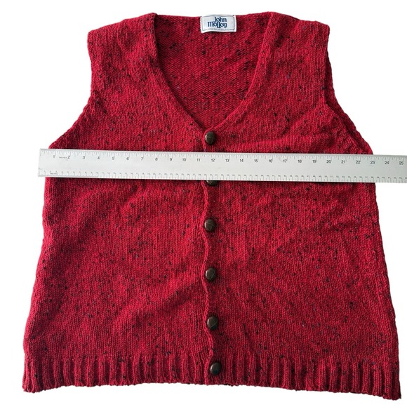 Vintage John Molloy Irish Donegal Fleck Wool Knit Sweater Vest Red Men's L - Picture 8 of 9